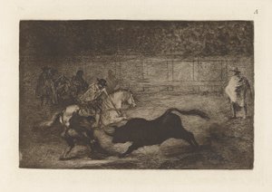 Un cavaliere spagnolo che rompe dei da Francisco de Goya