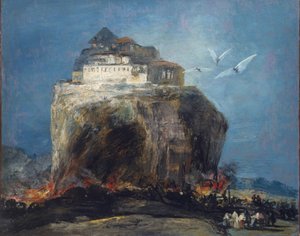 Una città su una roccia, 1850-75 da Francisco de Goya