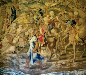I soldati arabi - Conquista di Tunisi (dettaglio) - Arazzo di Francisco e Cornelius Van der Goten (XVIII secolo), tessuto alla fabbrica reale di arazzi, metà XVIII secolo, dopo l