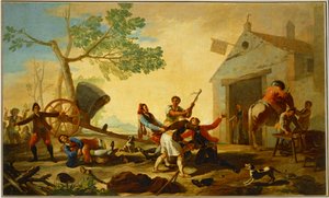 Una rissa fuori dalla nuova osteria... (dipinto su tela) da Francisco Jose de Goya y Lucientes