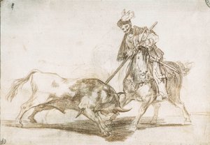 Corrida: Il Cid trafigge un altro toro con la sua lancia 1815-16 (disegno preparatorio) da Francisco de Goya