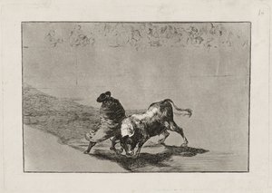 Lo Studente Astuto di Falces Infuria il Toro Muovendosi Avvolto nel suo Mantello, Tavola 14 da Francisco de Goya