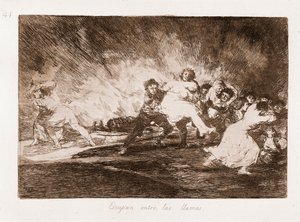 I disastri della guerra: Scappano tra le fiamme (incisione da disegno) da Francisco de Goya
