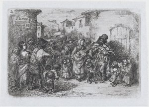 Tavola 3: un gruppo di musicisti di strada, dalla serie di costumi e passatempi degli spagnoli, 1850 da Francisco Lameyer Berenguer