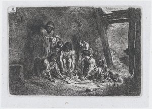 Gruppo di figure che giocano, dalla serie di costumi, 1850 da Francisco Lameyer Berenguer