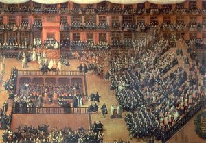 Auto da Fé nella Plaza Mayor, Madrid, 30 giugno 1680 (dettaglio) da Francisco Rizi
