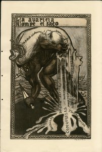 Illustrazione di Francisco Sancha Lengo - Foglio volante, circa 1915 - Guerra del 14-18, Germania Prussia, Argento, Belligeranti e simboli, Lingua spagnola, Stampa estera da Francisco Sancha y Lengo