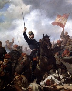Generale Juan Prim y Prats alla battaglia di Tetouan nel 1860 da Francisco Sans y Cabot