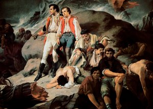 La battaglia di Trafalgar nel 1805 (dettaglio) da Francisco Sans y Cabot