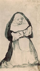 Una suora inginocchiata in preghiera, inizio XIX secolo (disegno)