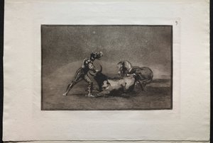 Corride: un cavaliere spagnolo uccide il toro dopo aver perso il suo cavallo, 1876 da Francisco de Goya