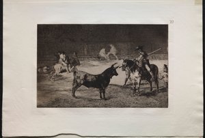 Corride: Il celebre picador, Fernando del Toro, attira la fiera con la sua picca da Francisco de Goya