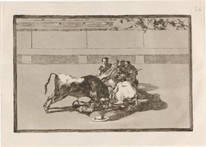 Caduta di un picador dal suo cavallo sotto il toro da Francisco de Goya