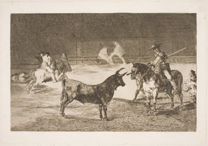 Il celebre picador, Fernando del Toro, provoca il toro infuriato con la sua lancia da Francisco de Goya