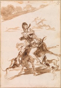 Cani che Inseguono un Gatto su un Uomo su un Asino da Francisco de Goya