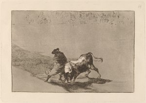 Il molto abile studente di Falces, avvolto nel suo mantello, inganna il toro con i movimenti del suo corpo da Francisco de Goya
