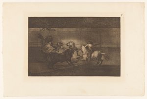 Uomo infilzato sul corno di un toro (Mort de Pepe Illo) (La Tauromaquia)