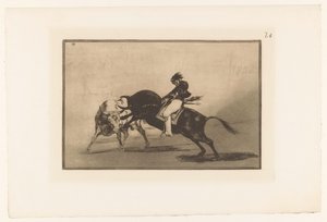 Mariano Ceballos a cavallo di un toro da Francisco de Goya