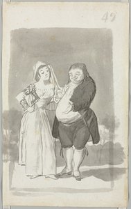 Prostituta che sollecita un uomo grasso e brutto (recto) da Francisco de Goya