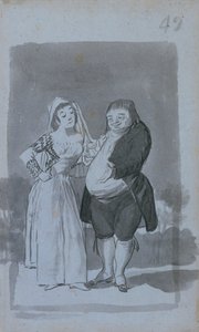 Prostituta che sollecita un uomo grasso e brutto recto, 1796-97