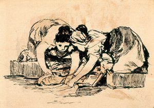 Le Lavandaie, fine XVIII-inizio XIX secolo (disegno) da Francisco de Goya