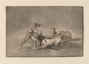 Un cavaliere spagnolo uccide il toro dopo aver perso il cavallo da Francisco de Goya