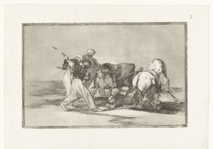 Quattro uomini cacciano un toro da Francisco de Goya