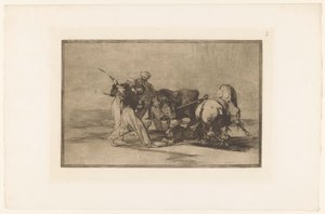 Quattro uomini cacciano un toro da Francisco de Goya