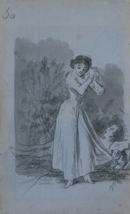 Giovane donna che si torce le mani sopra il corpo nudo di un uomo (verso), 1796-97 da Francisco de Goya