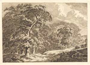 Foresta con Viaggiatori su una Strada da Franciscus A. Milatz