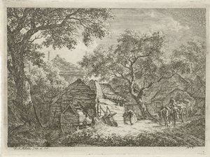 Fattoria circondata da alberi da Franciscus Andreas Milatz