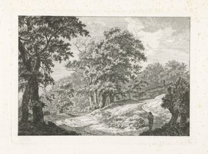 Paesaggio con due figure accanto alla strada da Franciscus Andreas Milatz