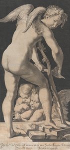Cupido che affila il suo arco da Franciscus van der Steen