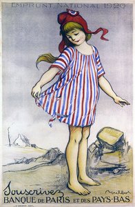 Poster pubblicitario per il Prestito Nazionale 1920, Banque de Paris et des Pays-Bas da Francisque Poulbot