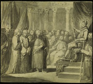 Lo Zar Vasili IV Ivanovich Shuisky davanti al Re Sigismondo III Vasa