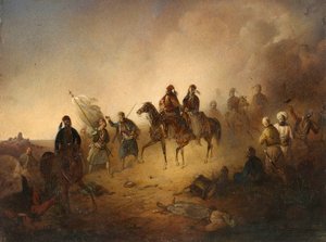 Markos Botzaris alla battaglia di Karpenisi, nella notte dell