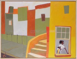 Brownstone Blues, 2000 (tecnica mista su tela) da Francks Deceus