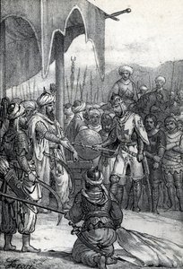 Settima Crociata: Re Luigi IX fatto prigioniero alla Battaglia di Fariskur il 6 aprile 1250 Disegno da 