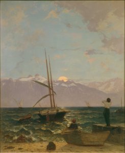 Il sorgere della luna sul lago di Ginevra da Francois-Louis-David Bocion
