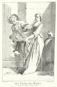 Venditore di ravanelli e rape (incisione) da Francois (after) Boucher