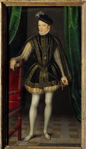 Ritratto a figura intera di Carlo IX (1550 - 1574) da Francois (workshop of) Clouet