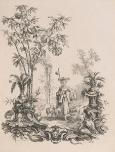 Giovane Cinese che Cammina, circondata dalle sue Pecore, ca.1740-50