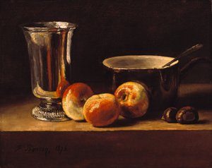Natura morta con mele e calice d