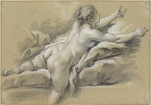 Una donna nuda che allunga la mano verso destra da François Boucher