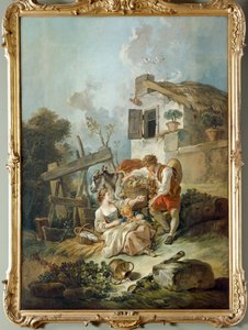 Un uomo che offre uva a una ragazza da François Boucher