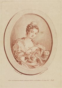 Giovane donna con un cagnolino e un gattino da François Boucher