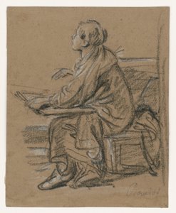 Giovane disegnatore () . Figura seduta con una cartella sulle ginocchia da François Boucher