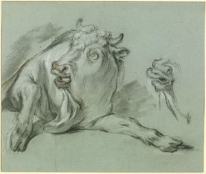 Toro accucciato. Studio per il dipinto "Il ratto di Europa" conservato al Musée du Louvre di Parigi da François Boucher