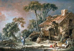 Paesaggio con casa colonica da François Boucher