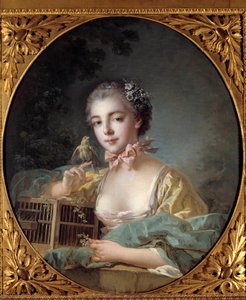 Ritratto di Madame Baudoin, figlia del pittore La ragazza posa con il suo canarino (dipinto di Francois Boucher) da François Boucher